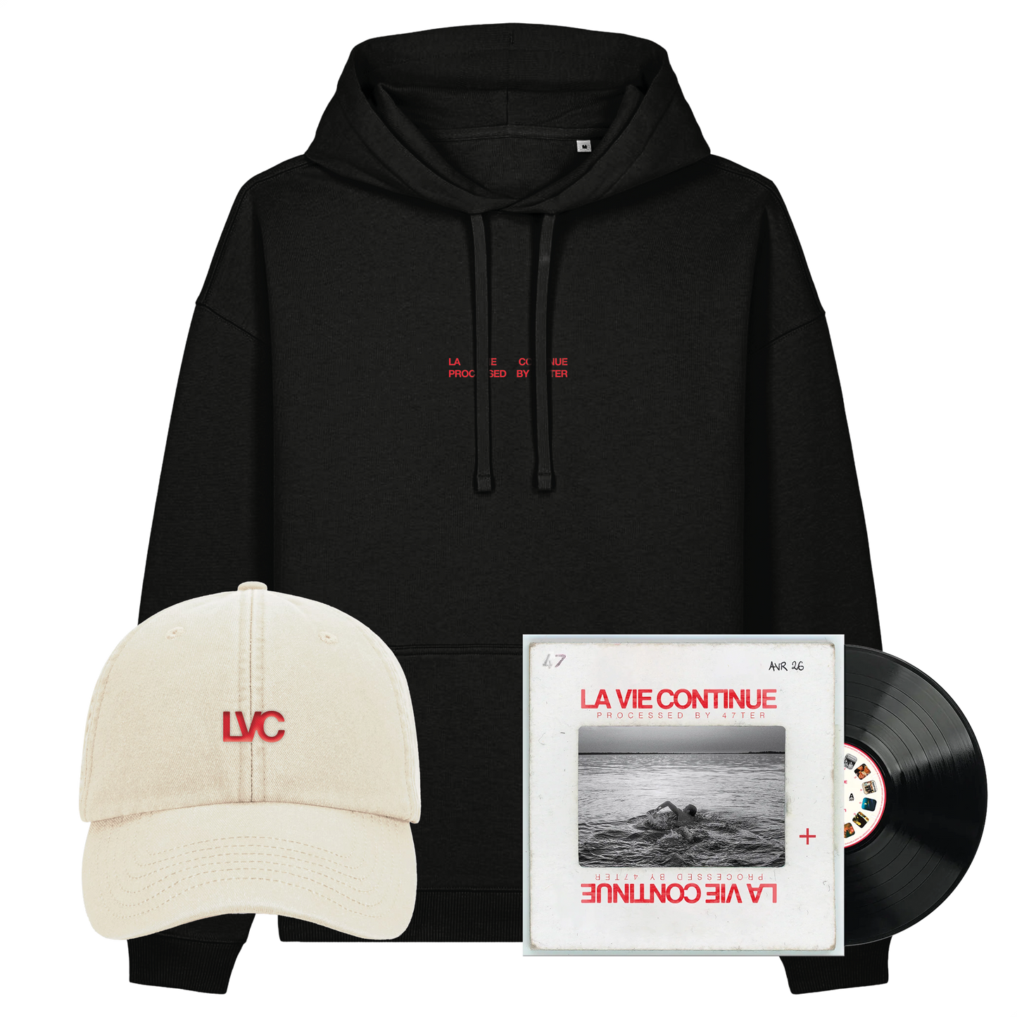 HOODIE NOIR EXCLU LVC + CASQUETTE LVC + VINYLE